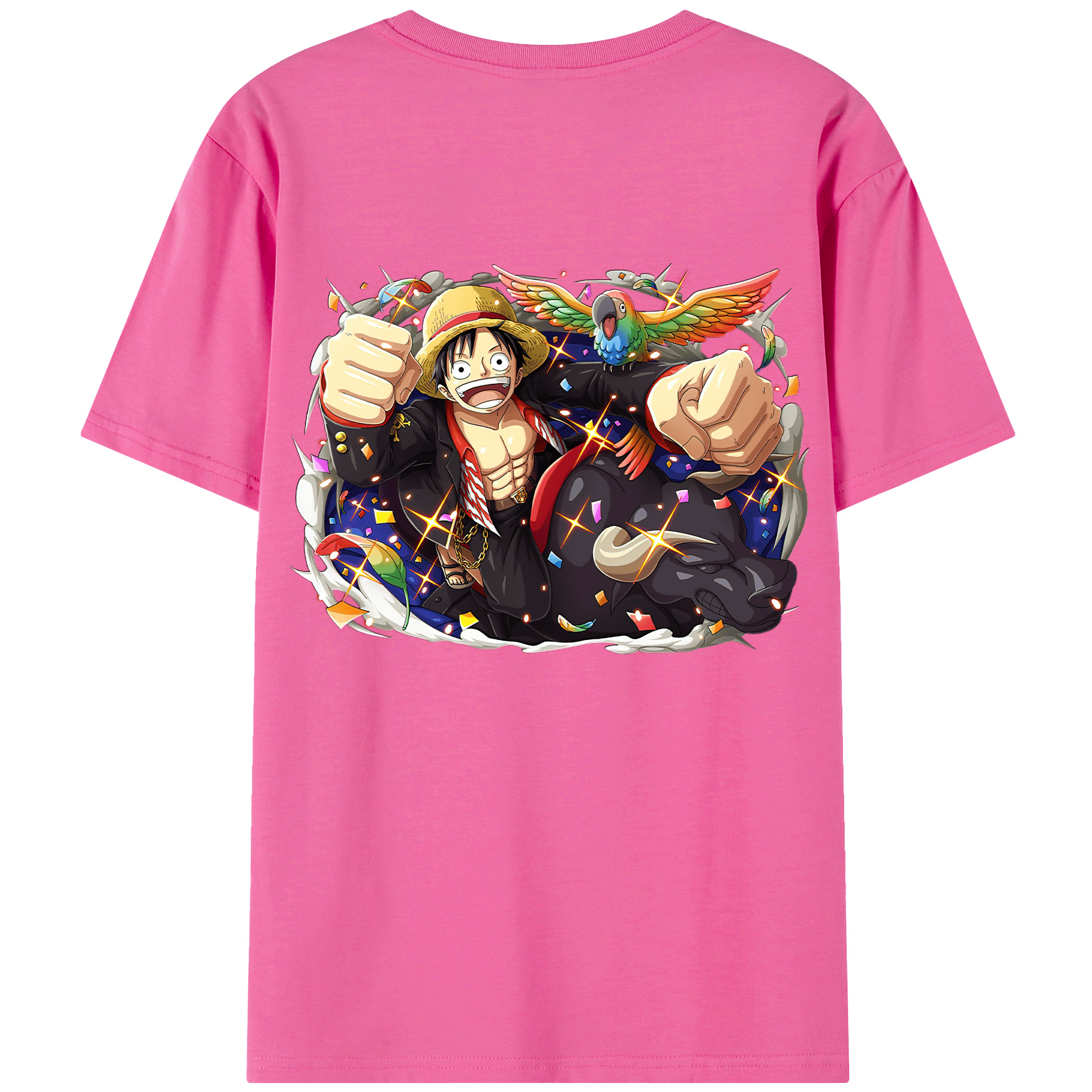 ワンピース モンキー・D・ルフィ ONE PIECE Monkey D. Luffy レディース半袖Tシャツ(バックプリント)